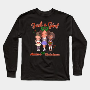 Just A Girl Who Loves Anime and Christmas Kawaii Girls Long Sleeve T-Shirt